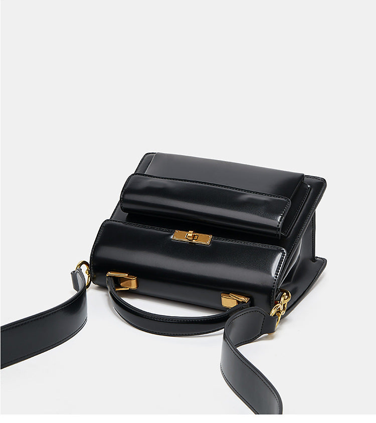 Textured Patent Leather Glossy Top Handle Bag