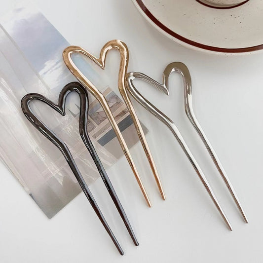 Women Simple Love U-shaped Alloy Hairpin
