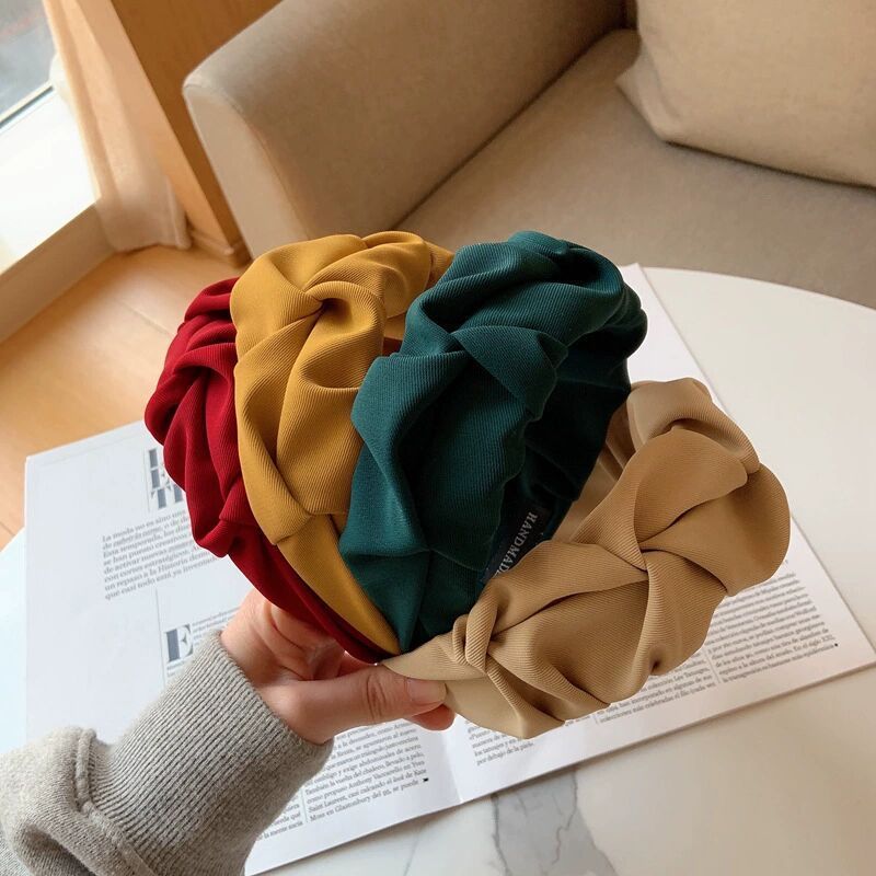 Women's Pleated Wide Brim Solid Color Headband