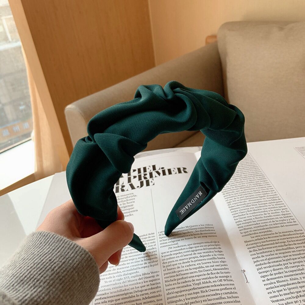 Women's Pleated Wide Brim Solid Color Headband