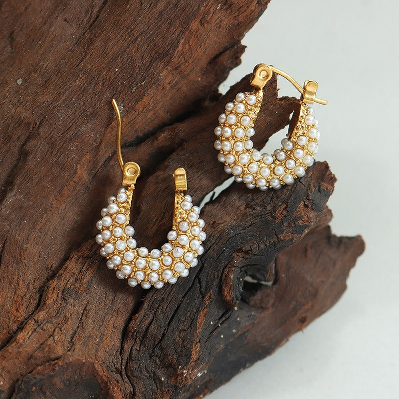 U-shaped baroque style pearl Earrings