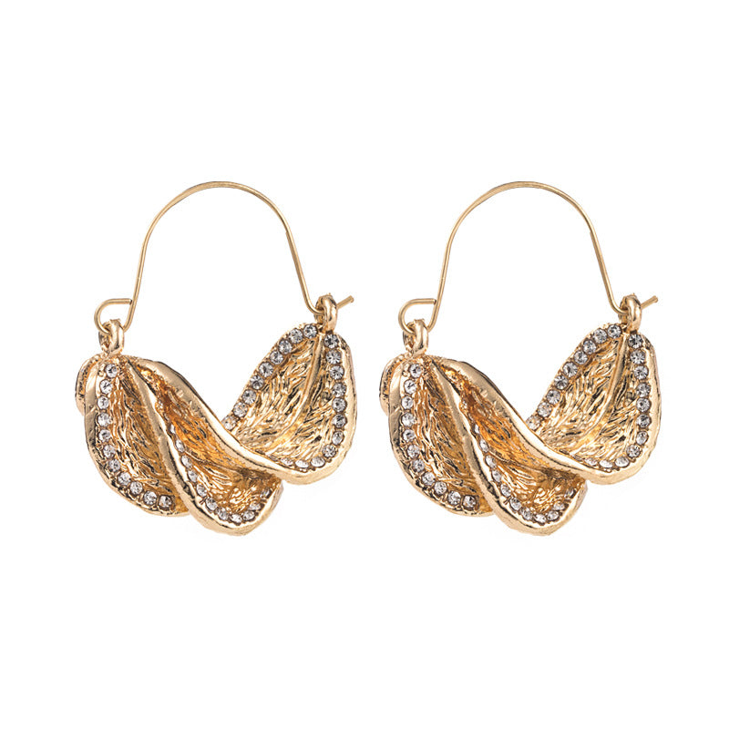 Exaggerated Rhinestone Leaf Earrings