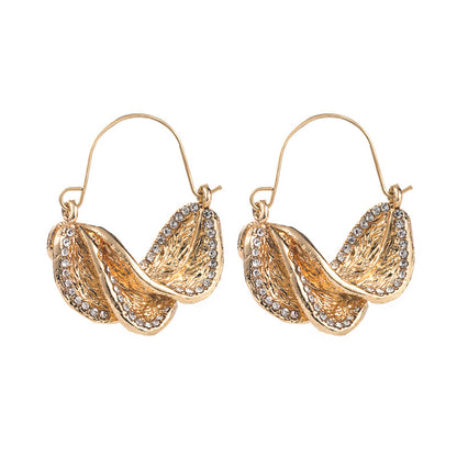 Exaggerated Rhinestone Leaf Earrings