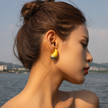 Gold Color Classic Water Drop Earrings for Women Girls Twist Spiral Hollow Smooth Metal
