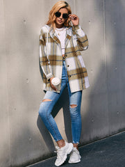 Ivy Lane Plaid Dropped Shoulder Hooded Jacket