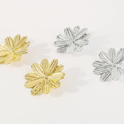 Alloy Floral Geometric Statement Earrings – Gold or Silver Finish