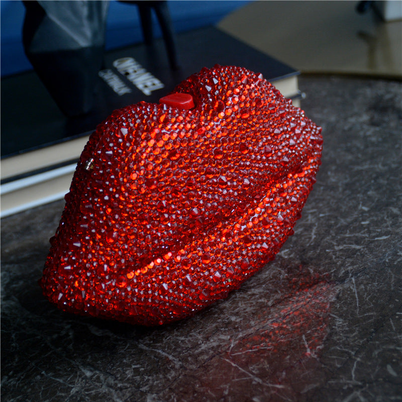 Rhinestone Lip Evening Bag Women