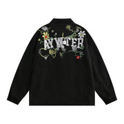 Letter Floral Embroidered Jacket For Men