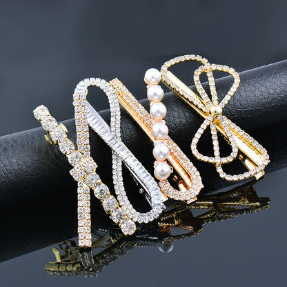 Sweet Rhinestone Pearl  Bow clip