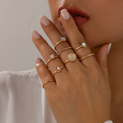 INS Hollow Cross Chain Punk Ring Set