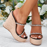 Women's Rhinestone Strap Wedge