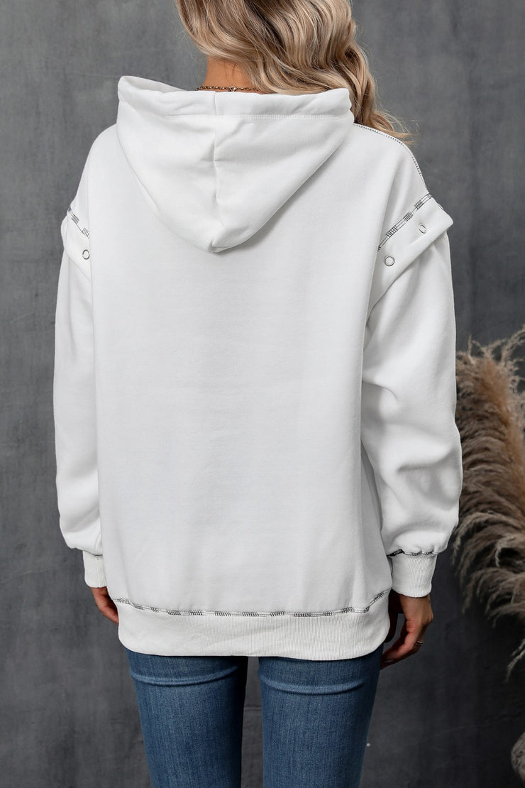 Ivy Lane Drawstring Kangaroo Pocket Dropped Shoulder Hoodie