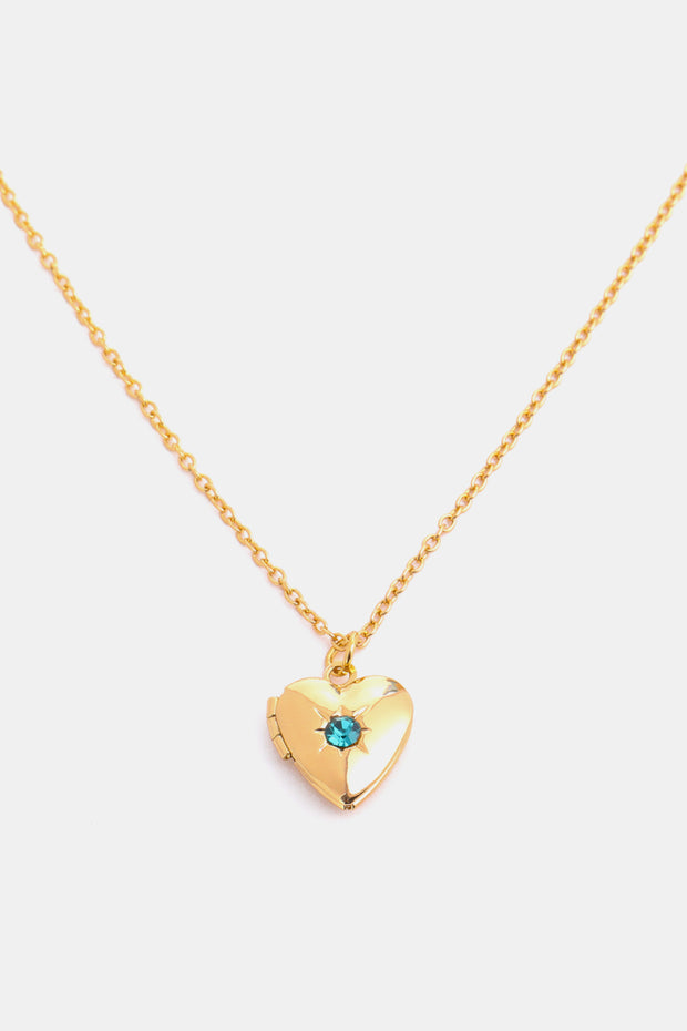 Zircon Heart Shape 14K Gold-Plated Pendant Necklace