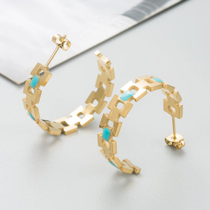 Style Geometric Stainless Steel Earrings – Electroplated