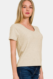 Zenana Ribbed Short Sleeve T-Shirt