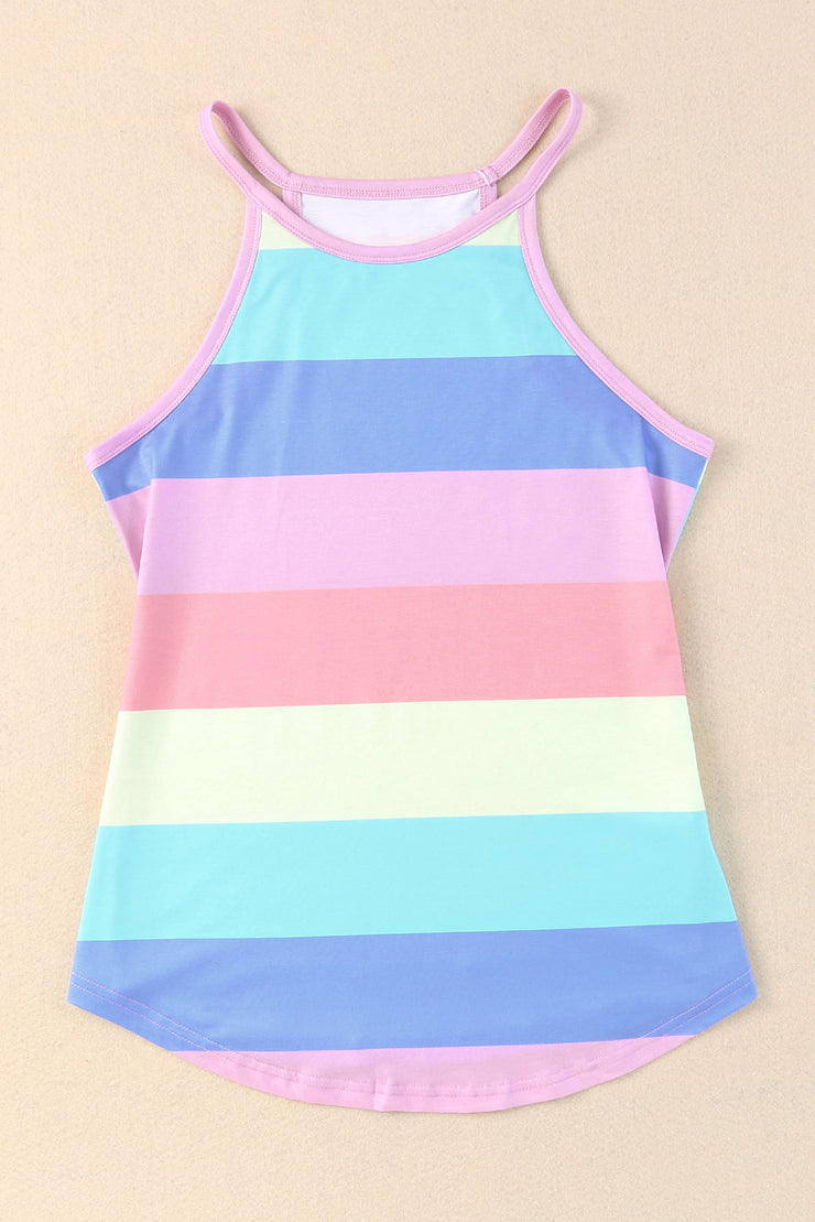 Striped Curved Hem Tank