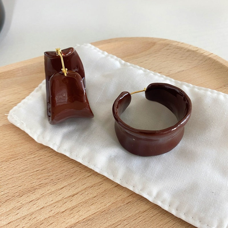 C hoop glaze Earrings