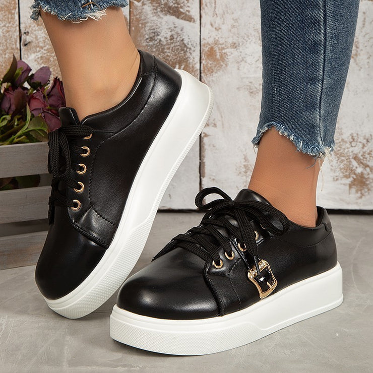 Woman Metal Buckle Loafers Casual Shoes