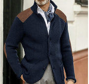 Stand Up Collar Men Knitted Jacket