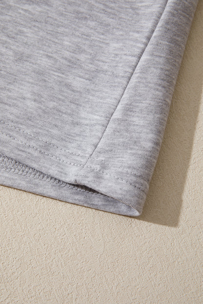 Light Grey Patchwork Detail Raw Edge Oversize Tee