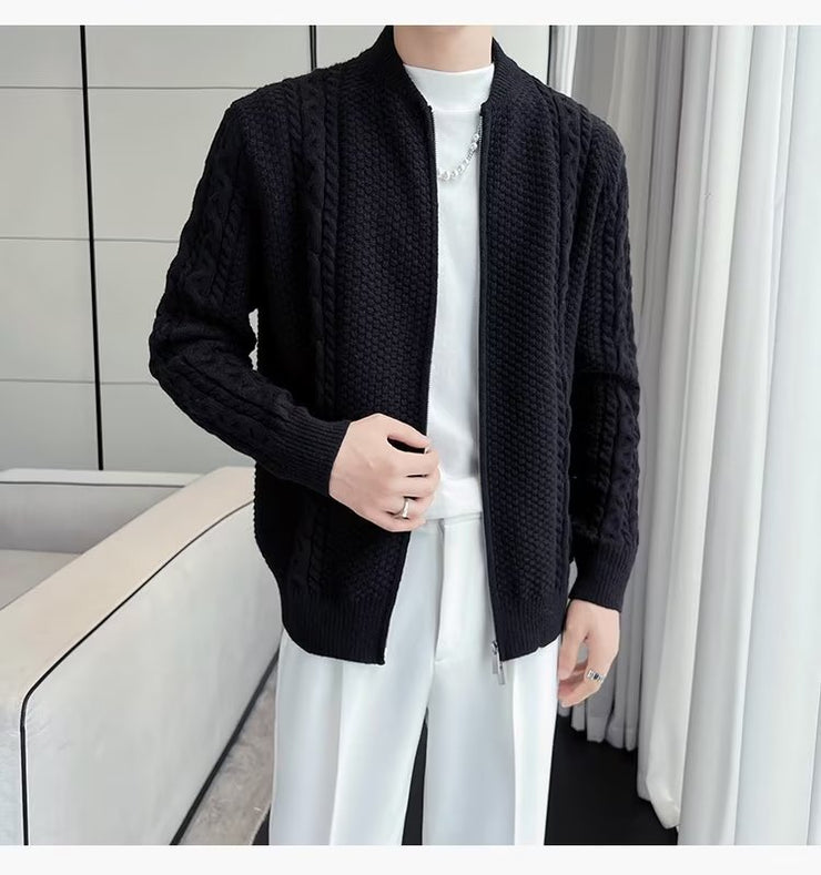 Men Niche Zipper Knitted Cardigan