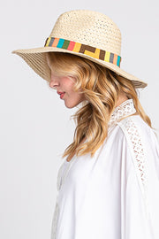 Fame Contrast Wide Brim Straw Hat