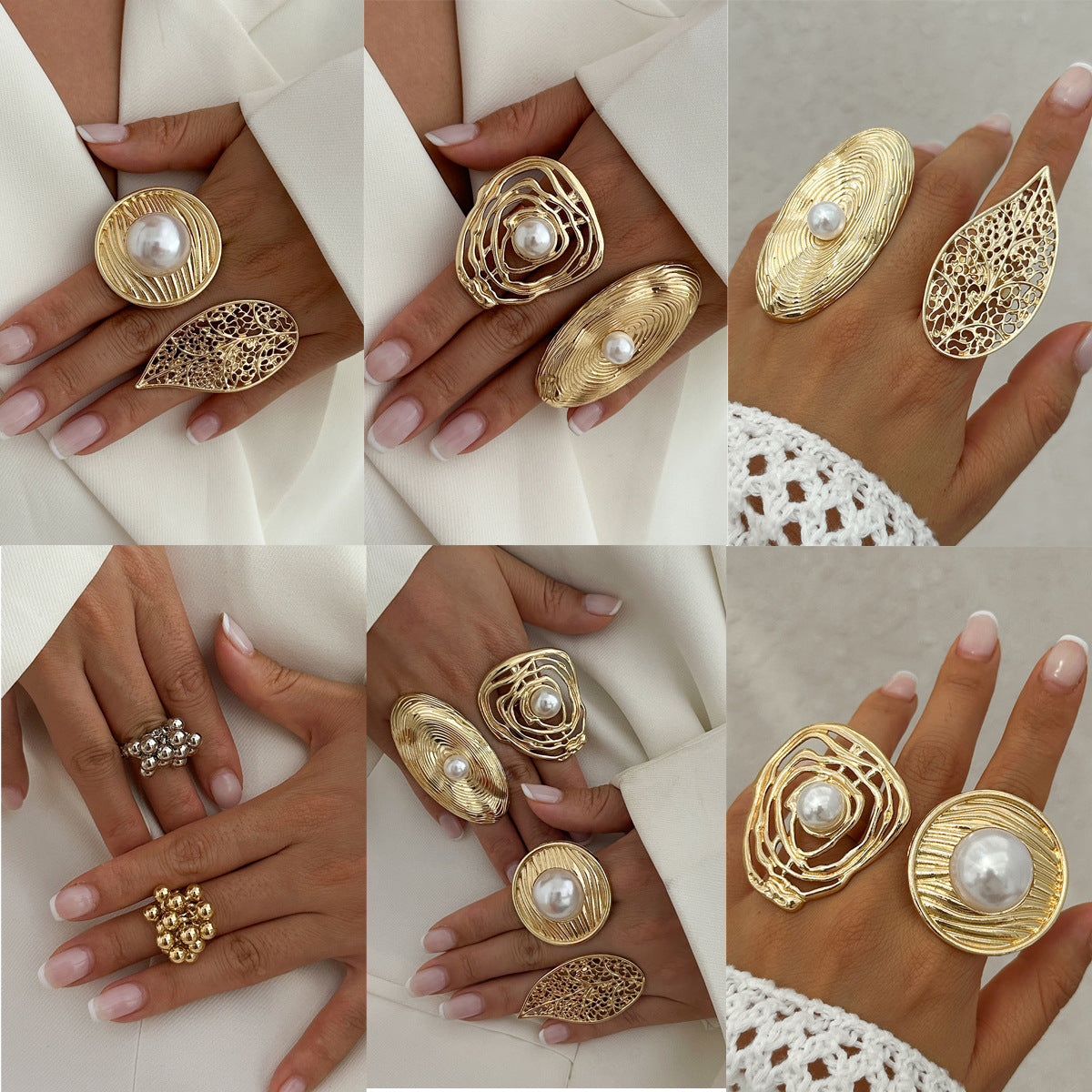 INS Irregular Winding Pearl Ring