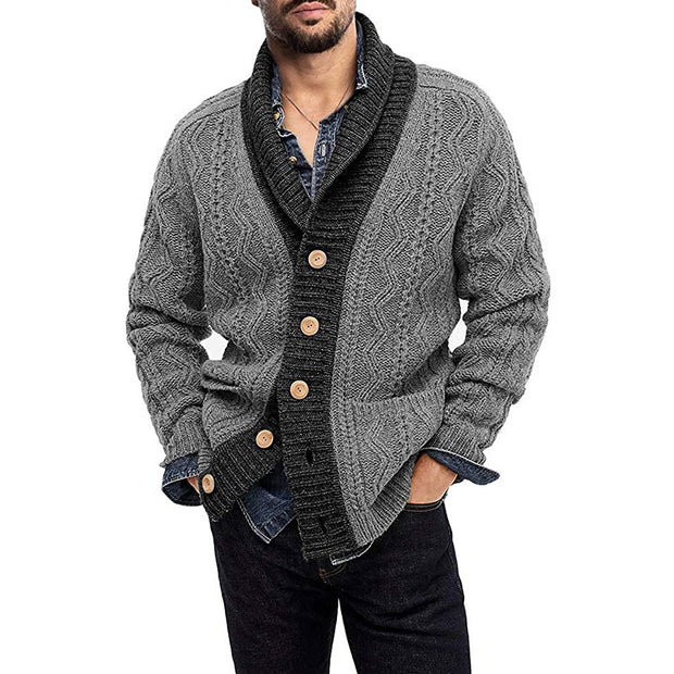 Lapel Knit Men Cardigon