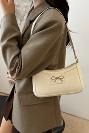 Bow Trim PU Leather Shoulder Bag