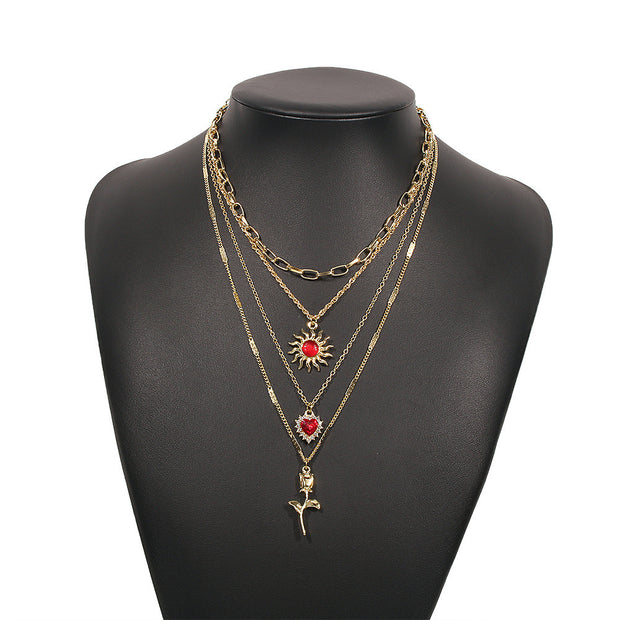 Layered Elegant Metal Chain Diamond Necklace