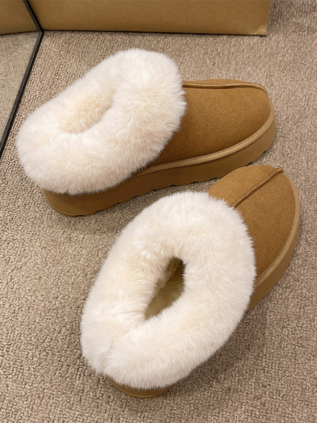 Fluff Trim Round Toe Boots