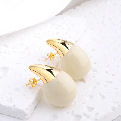 Vintage Metal Hollow Water Droplet Enamel Earrings for Women Girls Tear Drop Shaped Fashion Party Jewelry Popular Accessories