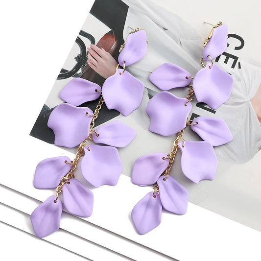 Acrylic Petal Flower Tassel Dangle Earring
