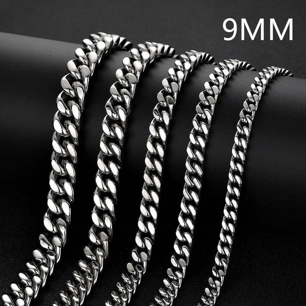 Men Stainless Steel Four Sides Grinding Cuban Chain For Men