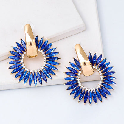 Bohemian Colorful Crystal Round Hoop Earrings