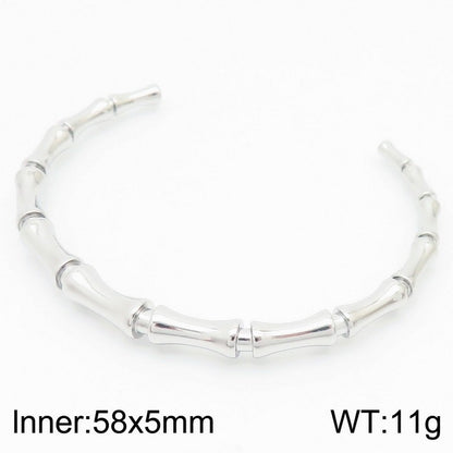 Bamboo Joint Design Stainless Steel Bracelet 18K Gold Plated Versatile High-Grade Plain Circle Bracelet