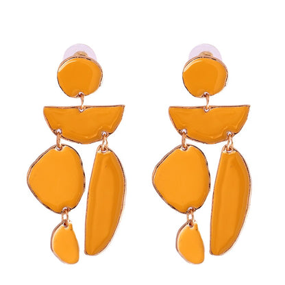 Juran Statement Gold Geometric Enamel Earrings – Fashion Exaggerated Irregular Design