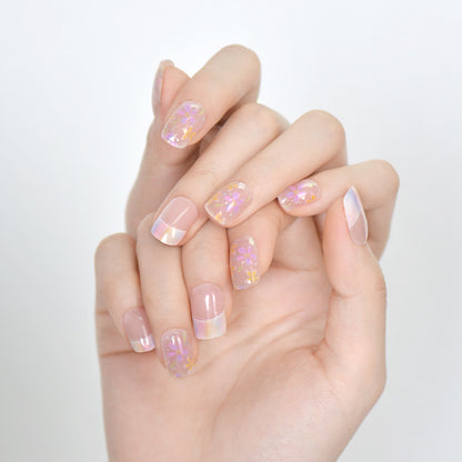 Xiantai UV Gel Nail Art Patches Semi-Cured Light Therapy Nail Stickers Waterproof 16 Finger Half Cured Nail Full Cover Wholesale
