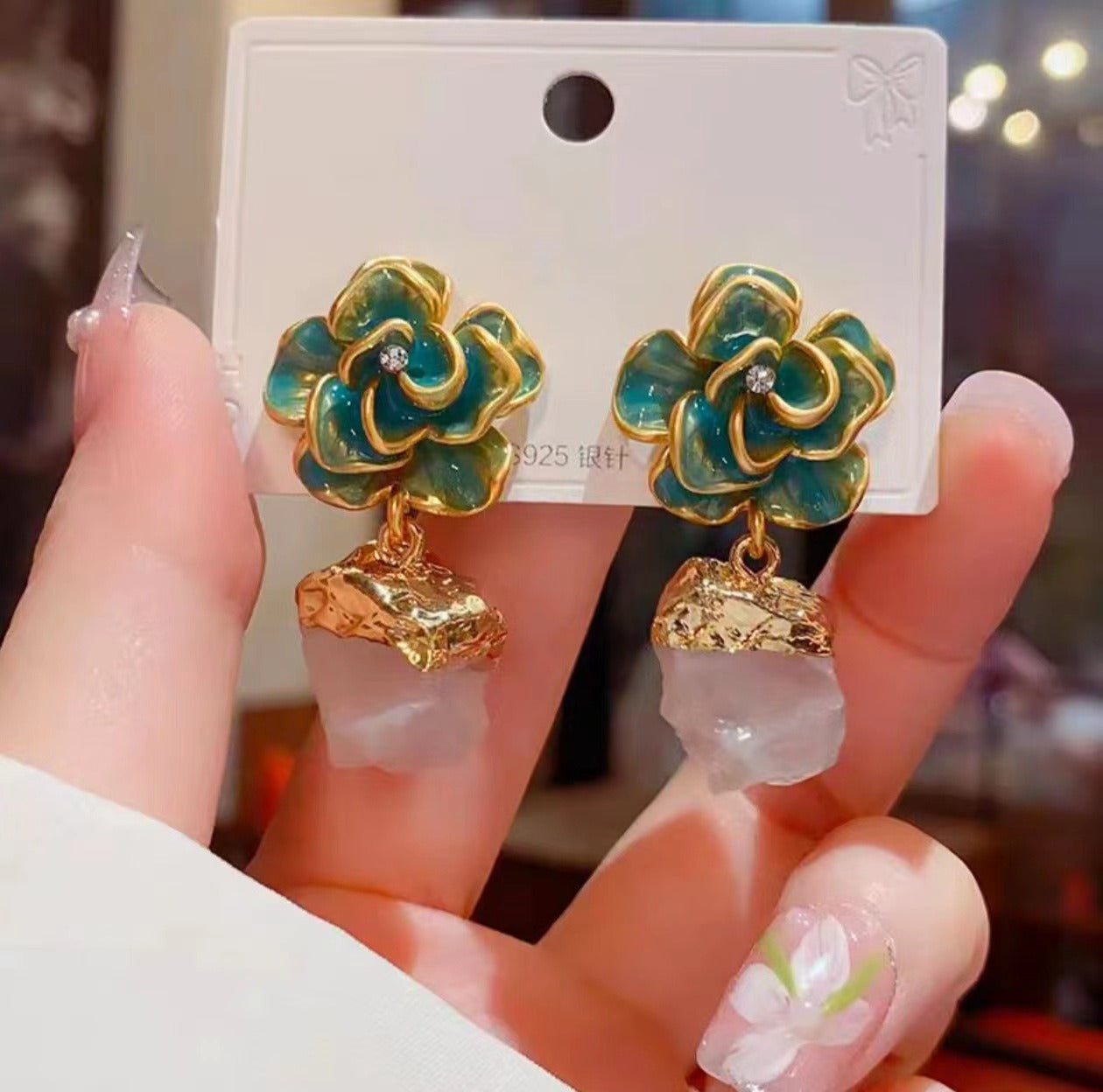 Oil dripping rose Earrings