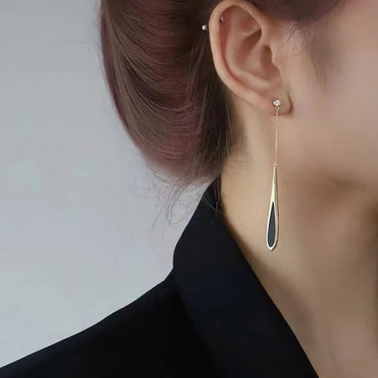 Fashion Black Tassel Drop Earrings