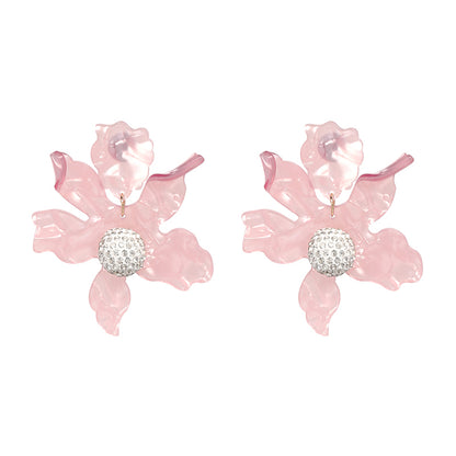 URAN Big Resin Flower Dangle Earrings – Boho Ethno Statement Jewelry