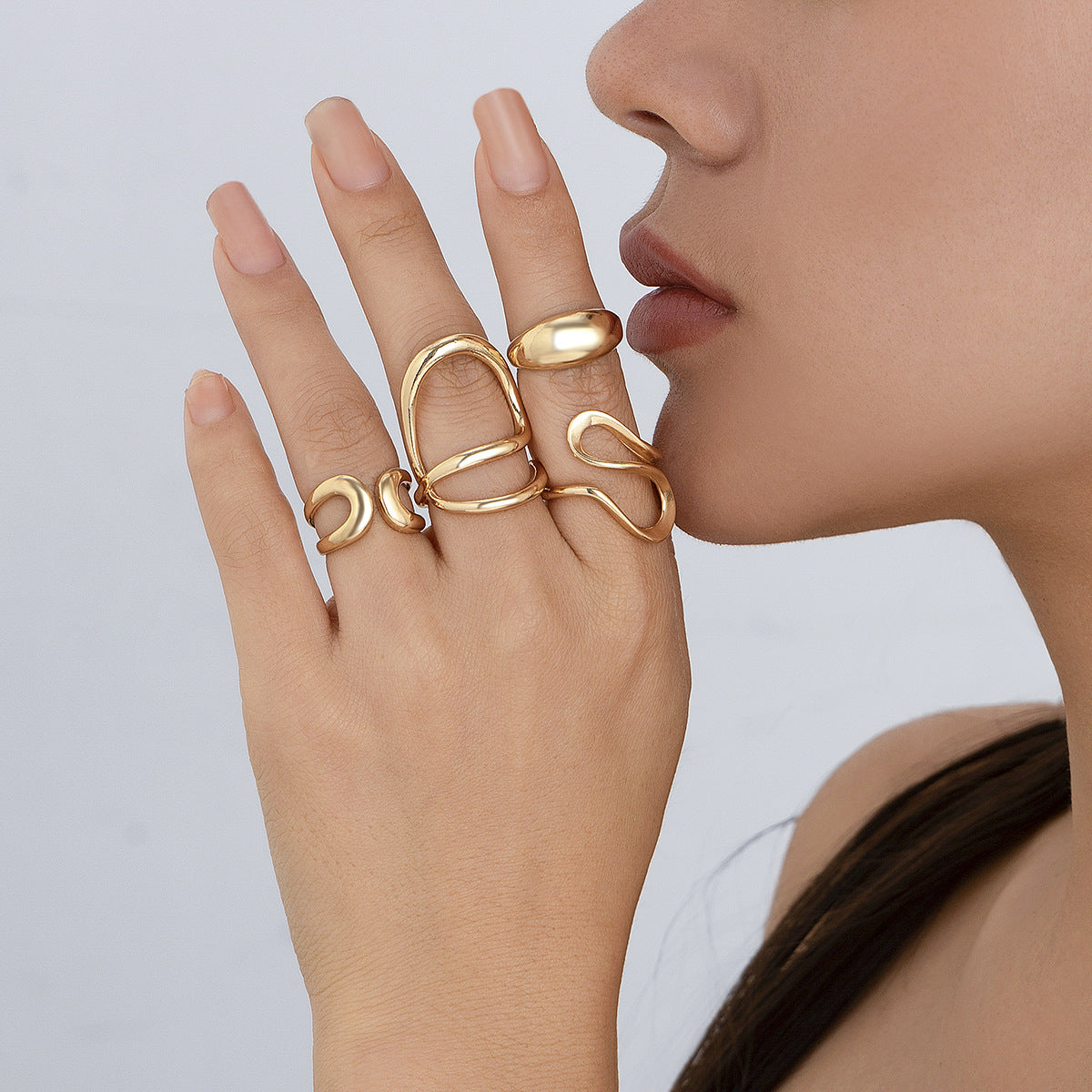 Molten Curve Open Metal Ring
