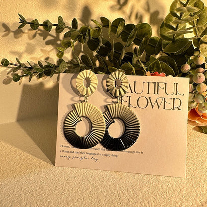 Geometric hand-painted gradient exaggerated earrings