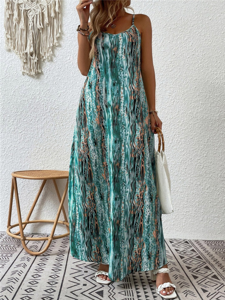 Printed Scoop Neck Maxi Cami Dress