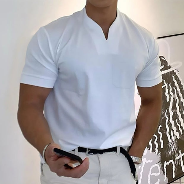 Men Stand Collar Short Sleeve Polo