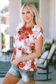 Floral Round Neck Short Sleeve Top