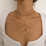 Layered Elegant Metal Chain Diamond Necklace