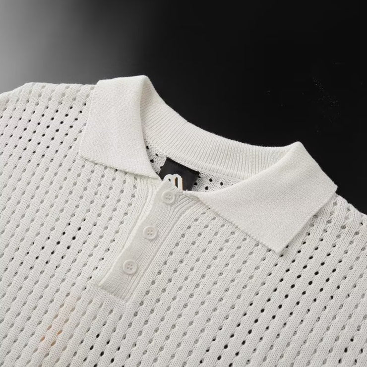 Men's Netted Short Sleeved Polo Shirt