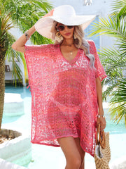 Angel Wings Slit Openwork V-Neck Cover Up