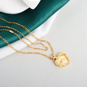 Simple Embossed Heart Necklace Double French Necklace